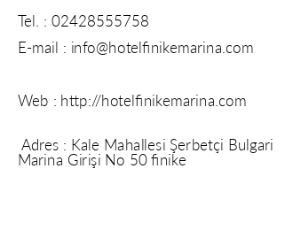 Hotel Finike Marina iletiim bilgileri